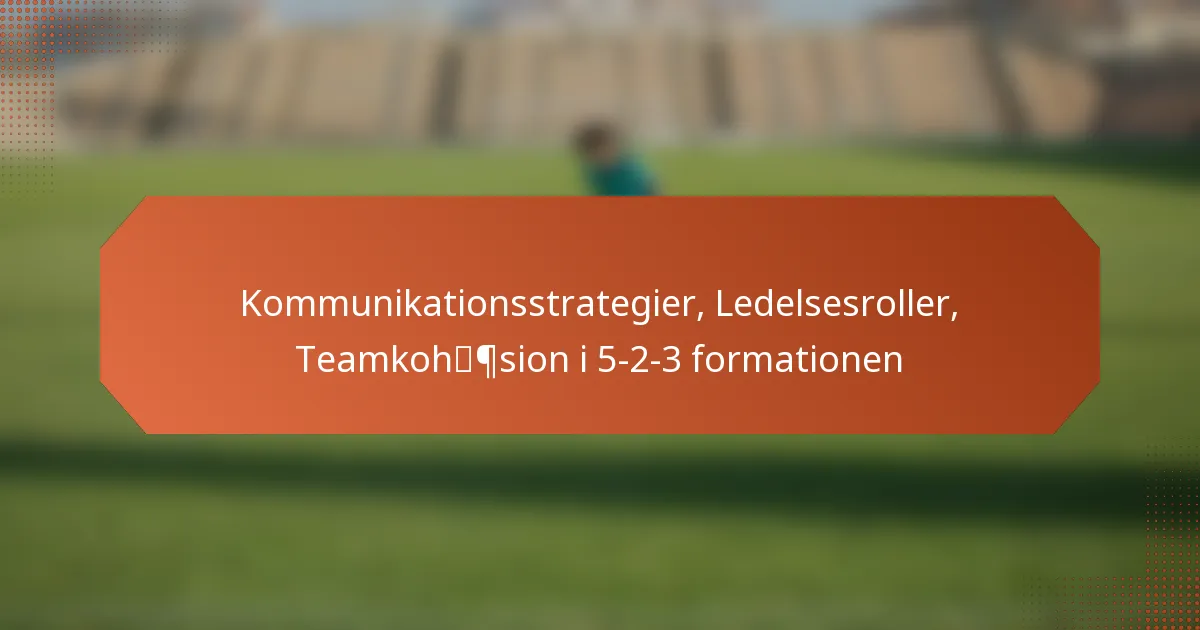 Kommunikationsstrategier, Ledelsesroller, Teamkohæsion i 5-2-3 formationen